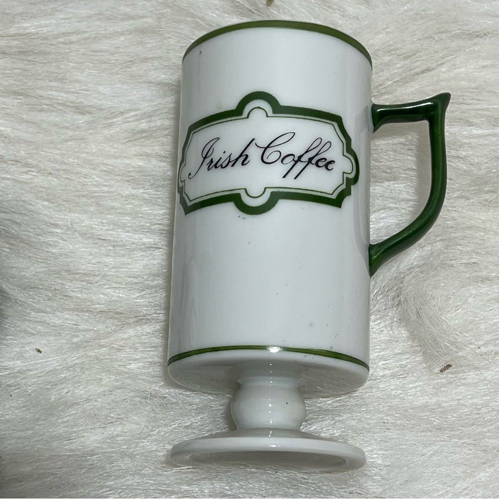Vintage Knobler Japan White & Green Irish Coffee Mug/Saucer -- Set‎ of 4 - Picture 7 of 9